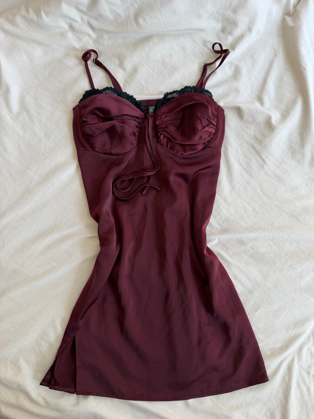 Burgundy & Black Lace Mini Dress
